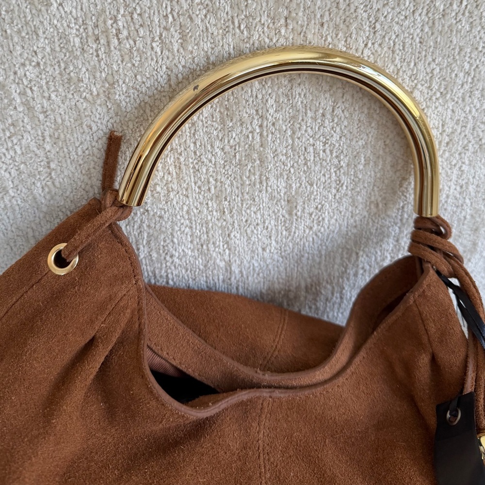 Haute Hippie Suede Hobo Bag with Gold Detail - Picture 15 of 15
